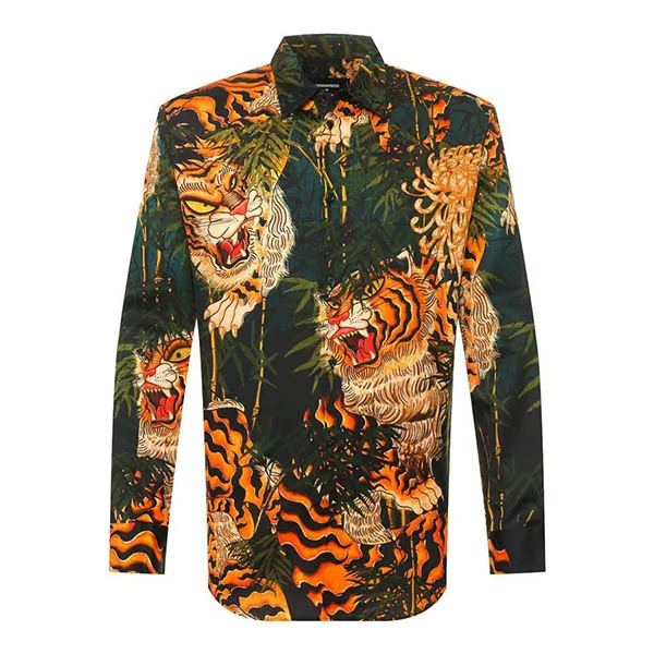 Áo Sơ Mi Dài Tay Dsquared2 Tiger Print Shirt Phối Màu