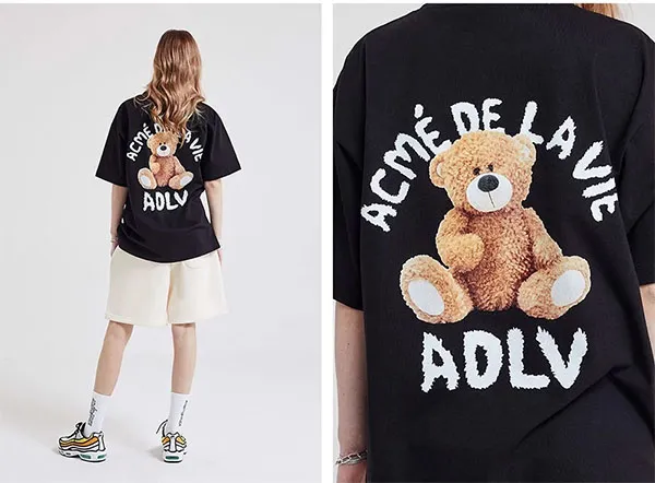 Áo Phông Acmé De La Vie ADLV Teddy Bear Short Sleeve T-Shirt Black Màu Đen Size 1