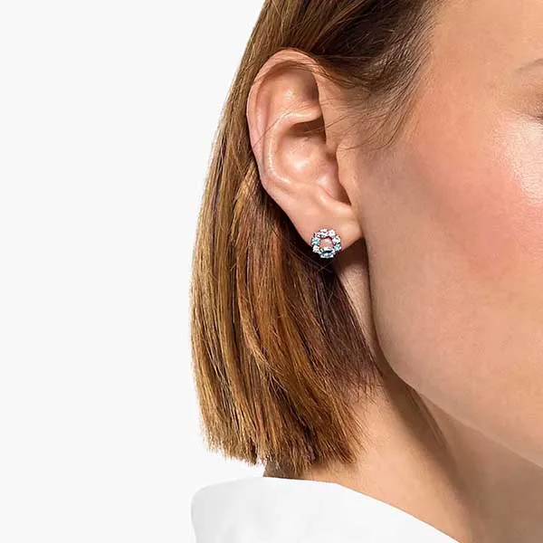Khuyên Tai Swarovski Attract Stud Earrings Circle, Blue, Rhodium Plated 5570943 Màu Bạc - Trang sức - Vua Hàng Hiệu