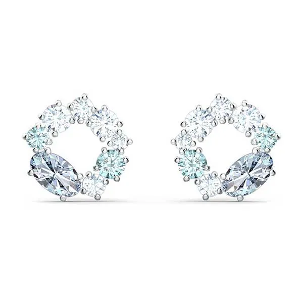 Khuyên Tai Swarovski Attract Stud Earrings Circle, Blue, Rhodium Plated 5570943 Màu Bạc - Trang sức - Vua Hàng Hiệu