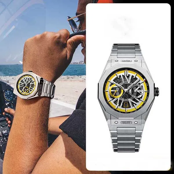 Đồng Hồ Nam Bonest Gatti King Speed B596014S Màu Bạc Viền Vàng