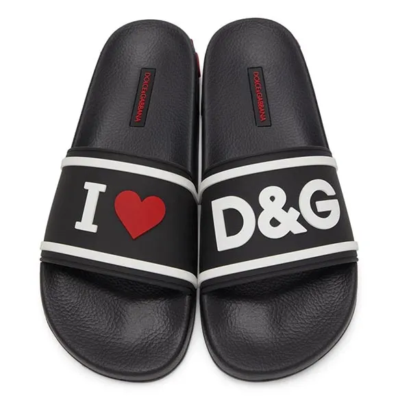 Dép Dolce & Gabbana Slipper I Love D&G Slide Sandals In Black Màu Đen