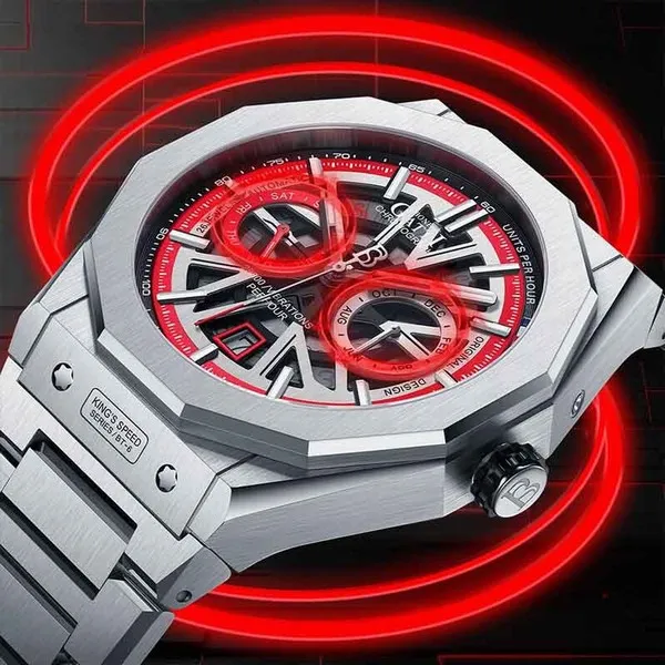 Đồng Hồ Nam Bonest Gatti King Speed B596013S Màu Bạc Viền Đỏ