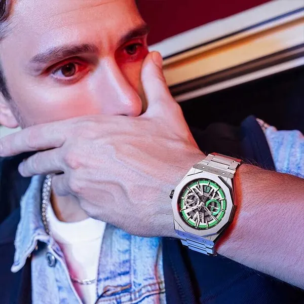 Đồng Hồ Nam Bonest Gatti King Speed B596015S Màu Bạc Viền Xanh