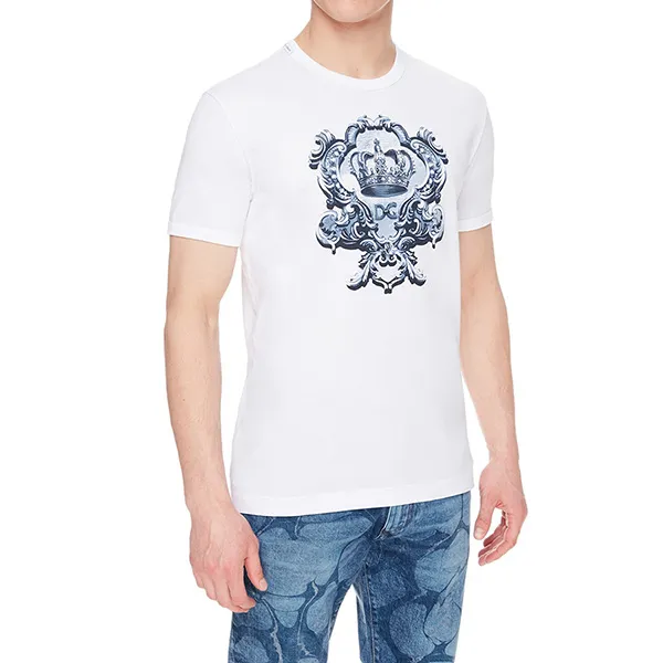 Áo Phông Nam Dolce & Gabbana D&G Printed T-Shirt G8JX7T FI76F Màu Trắng - 3