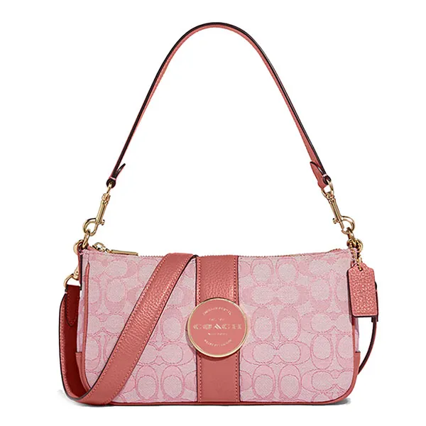 Túi Đeo Chéo Coach Lonnie Baguette In Signature Jacquard C8306 Màu Hồng Size 25