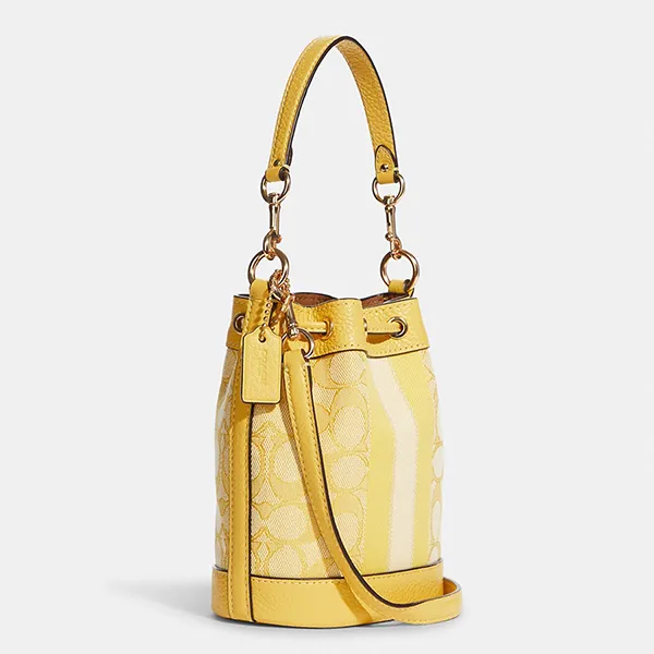 Túi Xách Tay Coach Mini Dempsey Bucket Bag In Signature Jacquard With Stripe And Patch Màu Vàng - Túi xách - Vua Hàng Hiệu
