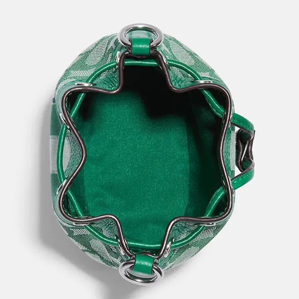 Túi Xách Tay Coach Mini Dempsey Bucket Bag In Signature Jacquard With Stripe And Patch Màu Xanh Lá