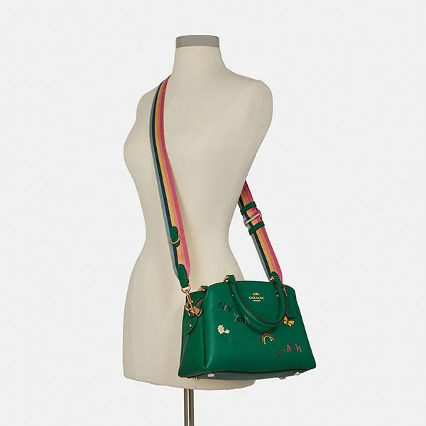 Túi Đeo Chéo Coach C8364 Mini Lillie Carryall With Diary Embroidery Màu Xanh Green