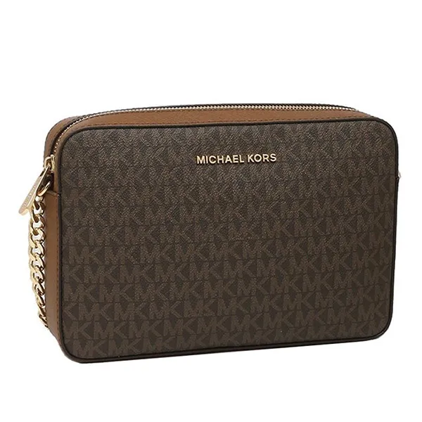 Túi Đeo Chéo Michael Kors MK Jet Set Signature Crossbody Bag Màu Nâu