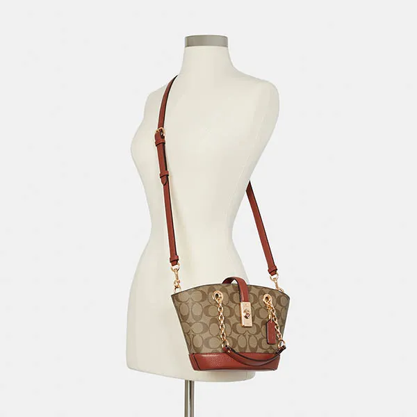 Túi Xách Tay Coach Lane Bucket Bag Màu Nâu Cam