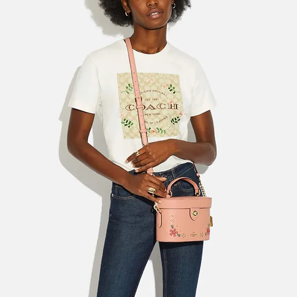 Túi Đeo Chéo Coach Kay Crossbody With Floral Whipstitch Màu Hồng Cam - Túi xách - Vua Hàng Hiệu