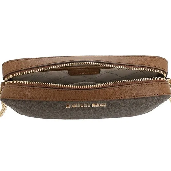 Túi Đeo Chéo Michael Kors MK Jet Set Signature Crossbody Bag Màu Nâu
