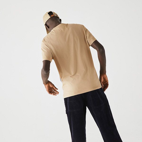 Áo Phông Lacoste Men's Colourblocked Panel Cotton T-Shirt TH1884-FJM Màu Beige/Xám Size XS - 4