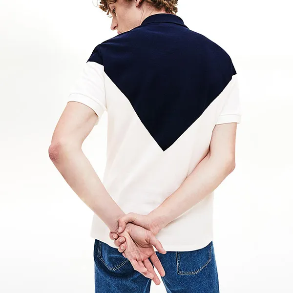 Áo Polo Lacoste Made In France Regular Fit Jacquard Patterned Piqué Màu Navy Trắng Size S