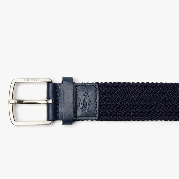 Thắt Lưng Lacoste Men's Engraved Buckle Stretch Knitted Belt RC4017-B88 Màu Xanh Navy