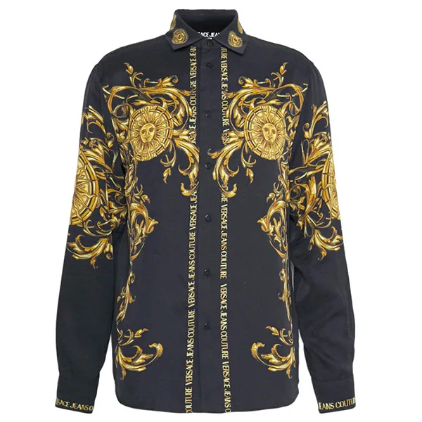 Áo Sơ Mi Versace Jeans Couture Reg Panel Baroque Sun 72GAL2RB NS096 Màu Đen