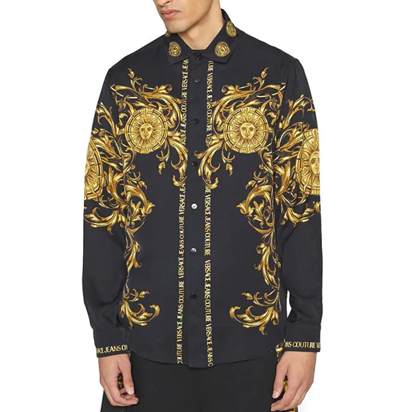 Áo Sơ Mi Versace Jeans Couture Reg Panel Baroque Sun 72GAL2RB NS096 Màu Đen