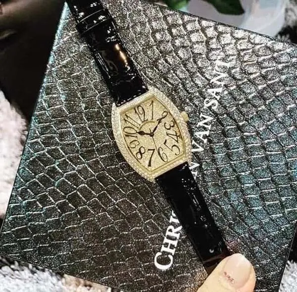 Đồng Hồ Nữ Christian Van Sant Elegant Quartz Gold Dial Ladies Watch CV4820 Màu Đen