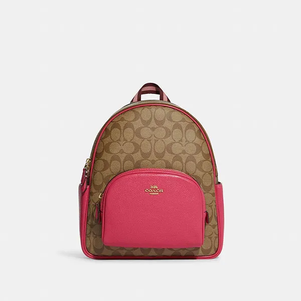 Balo Coach Court Backpack In Signature Canvas Màu Nâu Hồng - 1