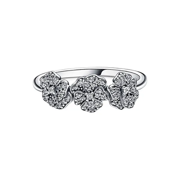 Nhẫn Pandora Triple Pansy Flower Ring Màu Bạc