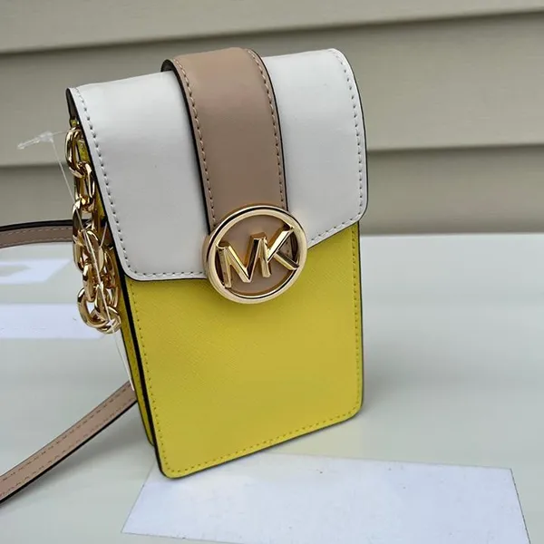Túi Đeo Chéo Michael Kors MK Carmen SM Color-Block PH - Sunshine Multi Leather Cross Body Bag Màu Vàng Trắng - Túi xách - Vua Hàng Hiệu