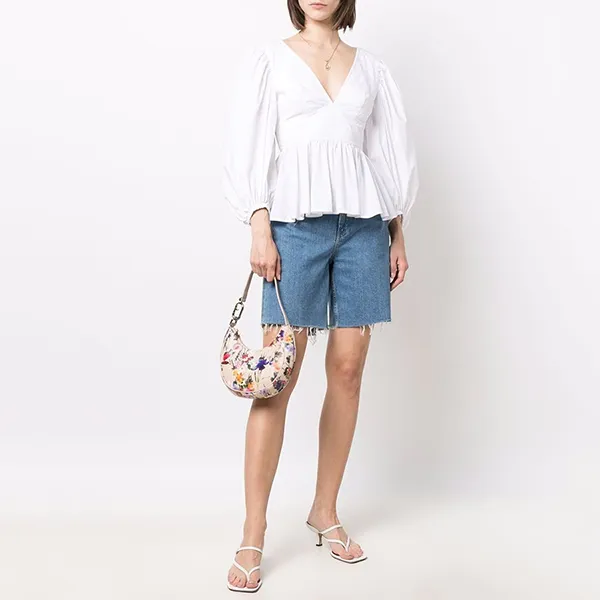 Túi Đeo Vai Nữ Furla Primavera Shoulder Bag Màu Kem Họa Tiết