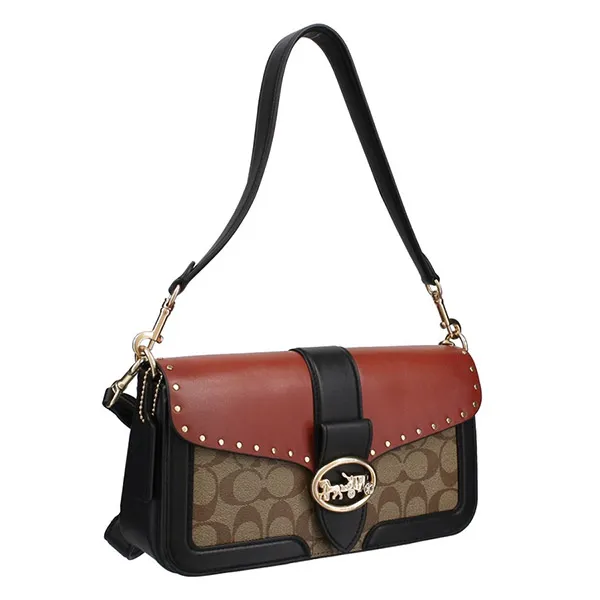 Túi Đeo Vai Coach Georgie Shoulder Bag Màu Kaki/Cam