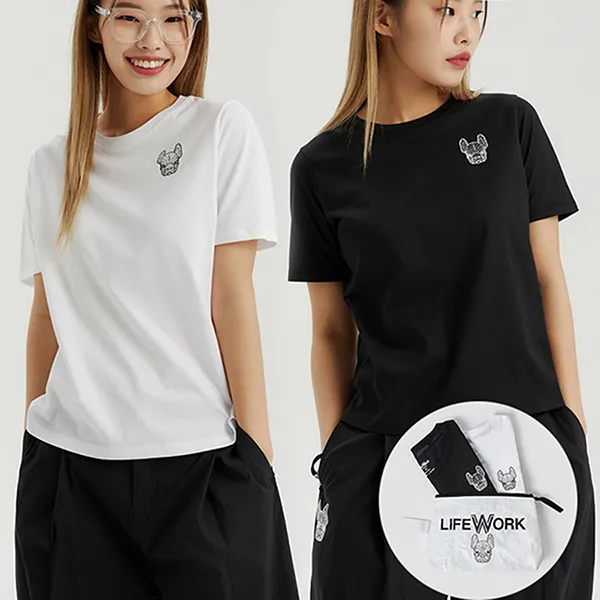 Set 2 Áo Phông LifeWork 2pack Tshirt LW225TS700 Màu Đen Trắng (Túi Trắng)