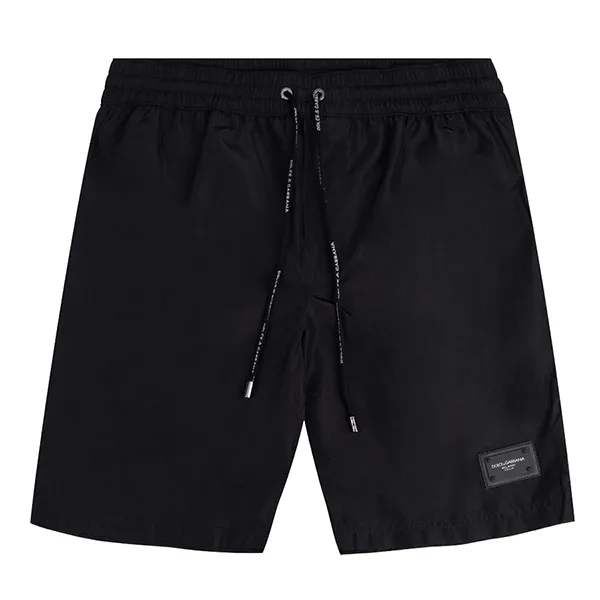 Quần Shorts Nam Dolce & Gabbana D&G Swim Trunks With Logo Plaque In Black M4B12T FUSFW N0000 Màu Đen