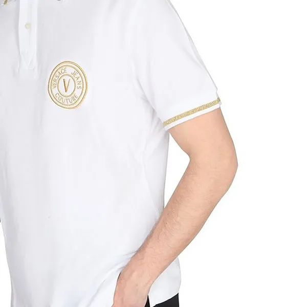 Áo Polo Versace Jeans Couture Vemblem Thick Foil 73GAGT01 CJ01T G03 Màu Trắng Size XS