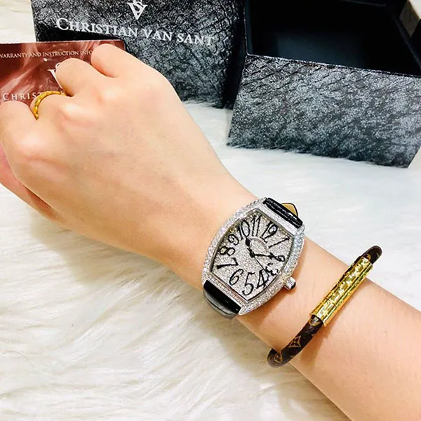 Đồng Hồ Nữ Christian Van Sant Elegant Quartz Silver Dial Ladies Watch CV4821 Màu Xanh Navy