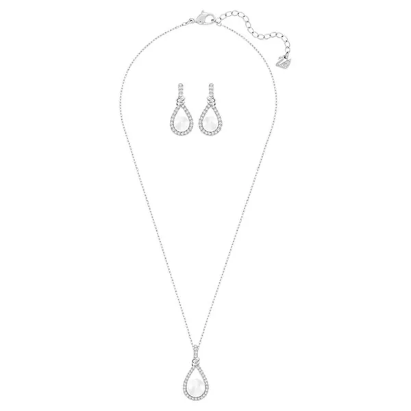 Set Dây Chuyền Và Khuyên Tai Swarovski Enlace White, Rhodium Plated Màu Bạc - Trang sức - Vua Hàng Hiệu