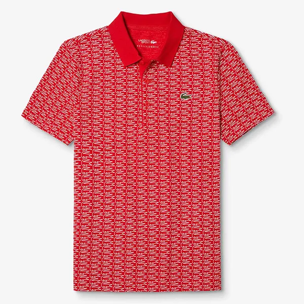 Áo Polo Lacoste Men's Sport Novak Djokovic Allover Croc Super Light Polo Shirt YH4790 Màu Đỏ Size XS