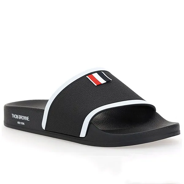 Dép Quai Ngang Thom Browne Black Rubber Pool Slide Màu Đen Size 40