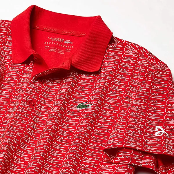 Áo Polo Lacoste Men's Sport Novak Djokovic Allover Croc Super Light Polo Shirt YH4790 Màu Đỏ Size XS