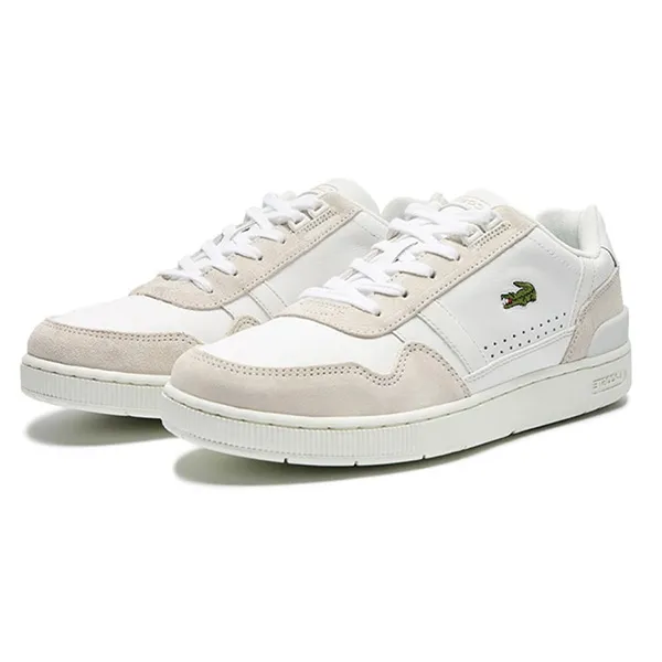 Giày Thể Thao Lacoste T-Clip 0721 Màu Trắng Nâu Size 40.5
