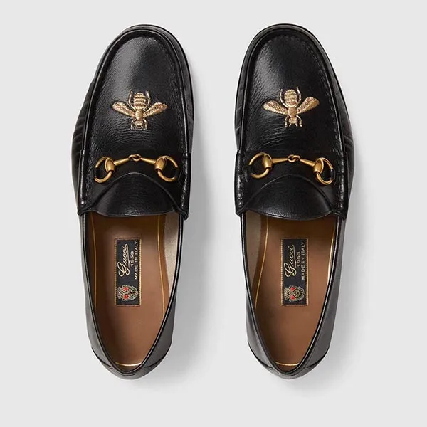 Giày Lười Nam Gucci Leather Loafer With Bee Màu Đen Size 41