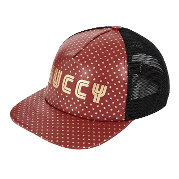 Mũ Gucci Men's Red Guccy Leather Baseball Cap Màu Đỏ Phối Đen - Mũ nón - Vua Hàng Hiệu