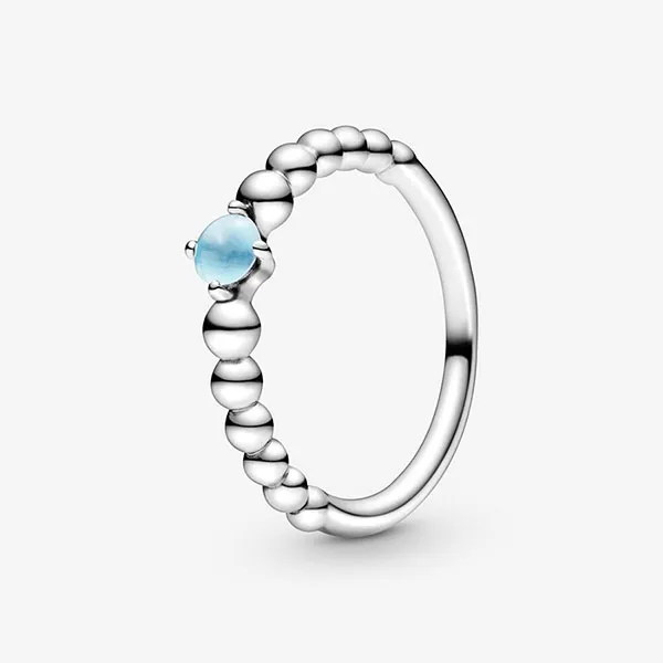 Nhẫn Pandora December Sky Blue Beaded Ring Màu Bạc Đính Pha Lê Xanh Nhạt - Trang sức - Vua Hàng Hiệu