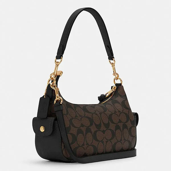Túi Đeo Vai Coach Pennie Shoulder Bag 25 In Signature Canvas Màu Nâu Đậm - Túi xách - Vua Hàng Hiệu