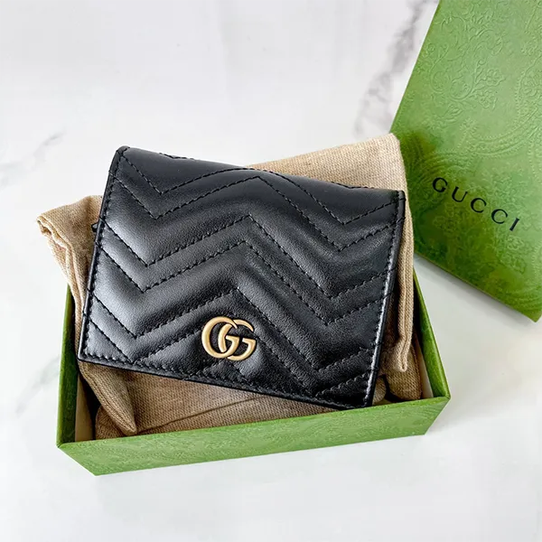 Ví Gucci GG Marmont Quilted Leather Wallet Womens Black Màu Đen