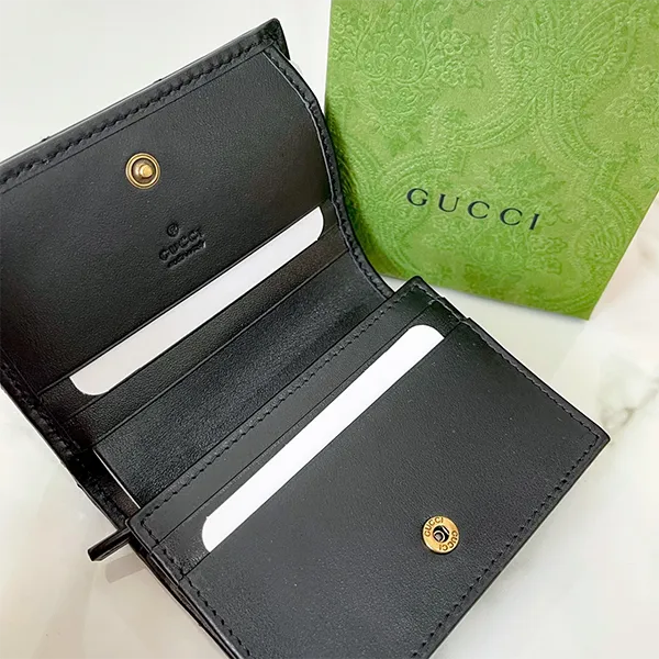 Ví Gucci GG Marmont Quilted Leather Wallet Womens Black Màu Đen