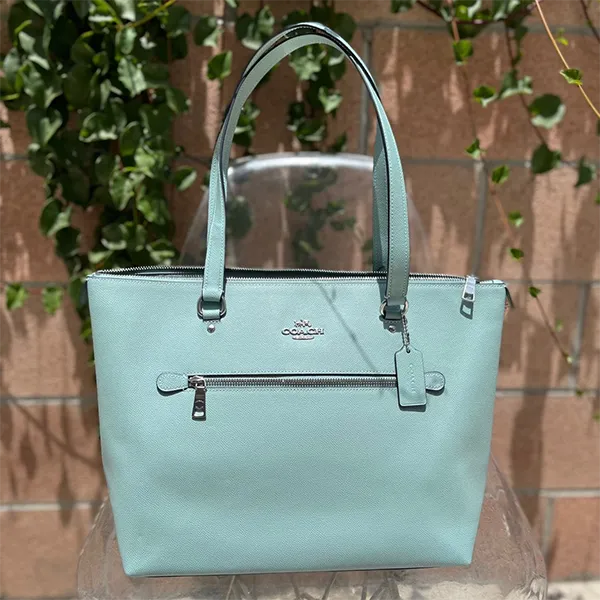 Túi Xách Coach Gallery Tote In Signature Canvas Tote Shoulder Bag Xanh Nhạt