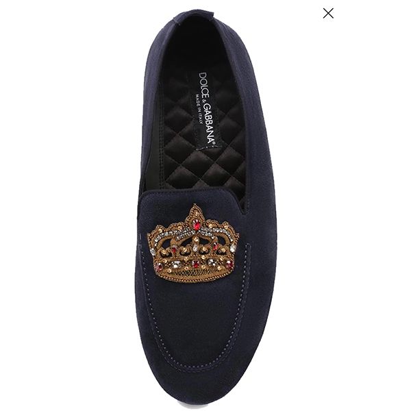 Giày Lười Dolce & Gabbana D&G Men's Blue Crown Patch Loafers Màu Xanh Navy Size 39 - 4