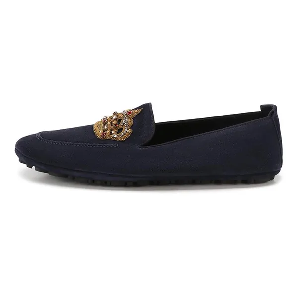 Giày Lười Dolce & Gabbana D&G Men's Blue Crown Patch Loafers Màu Xanh Navy Size 39 - Giày - Vua Hàng Hiệu