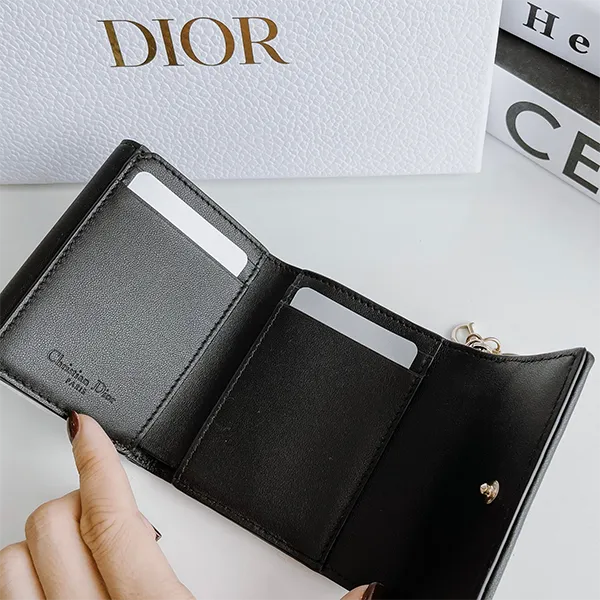 Ví Dior Lady Mini Wallets Kèm Charm Màu Đen
