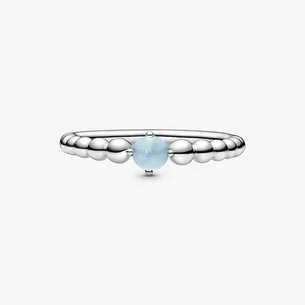 Nhẫn Pandora December Sky Blue Beaded Ring Màu Bạc Đính Pha Lê Xanh Nhạt - Trang sức - Vua Hàng Hiệu