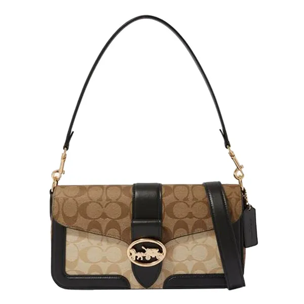 Túi Đeo Vai Coach Georgie Shoulder Bag Màu Kaki/Đen