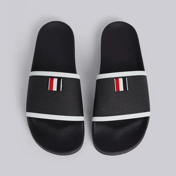 Dép Quai Ngang Thom Browne Black Rubber Pool Slide Màu Đen Size 40
